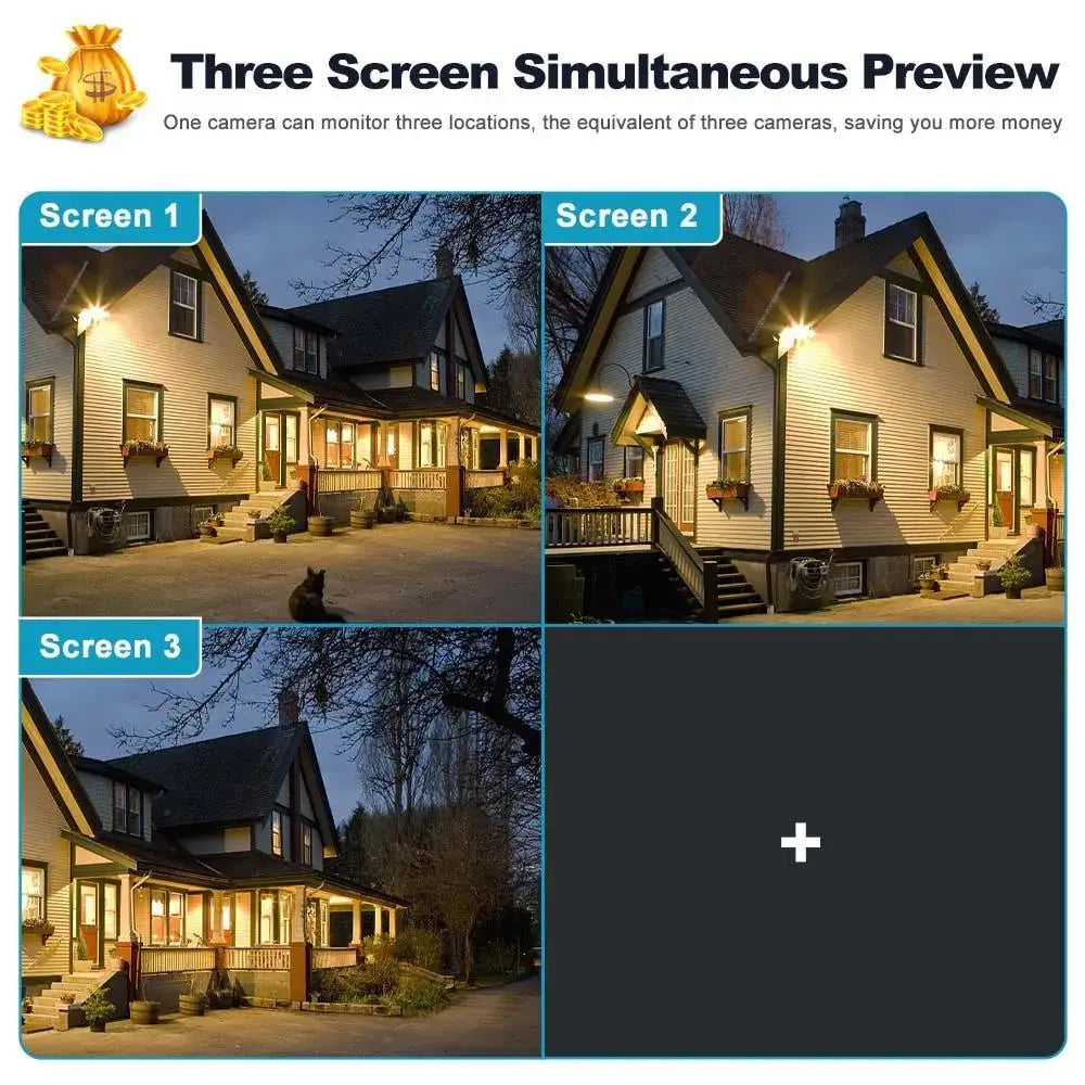 6K 12MP apsaugos kamera WiFi belaidė lauko trijų ekranų IP kamera namų apsauga automatinis stebėjimas CCTV vaizdo stebėjimas