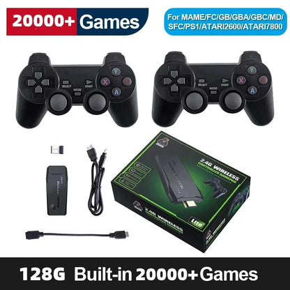 Vaizdo žaidimų konsolė 2.4G dvigubas belaidis valdiklis Game Stick 4K 20000 žaidimai 128 64 32GB retro žaidimai, skirti PS1/GBA