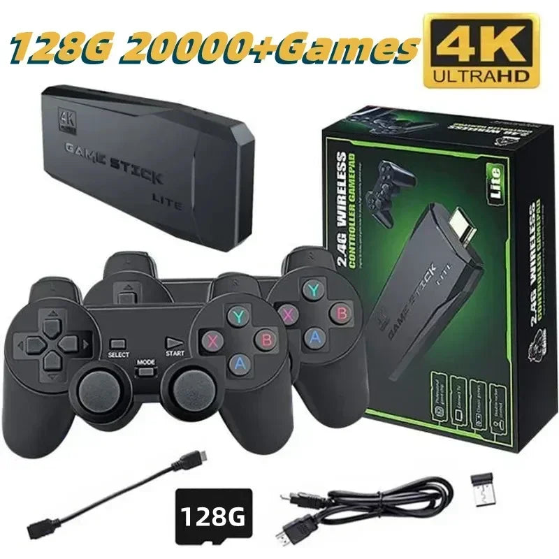 Vaizdo žaidimų konsolė 2.4G dvigubas belaidis valdiklis Game Stick 4K 20000 žaidimai 128 64 32GB retro žaidimai, skirti PS1/GBA