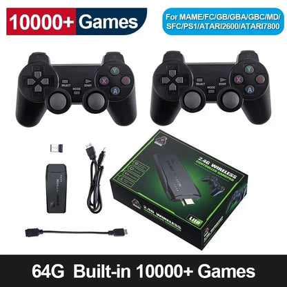 Vaizdo žaidimų konsolė 2.4G dvigubas belaidis valdiklis Game Stick 4K 20000 žaidimai 128 64 32GB retro žaidimai, skirti PS1/GBA