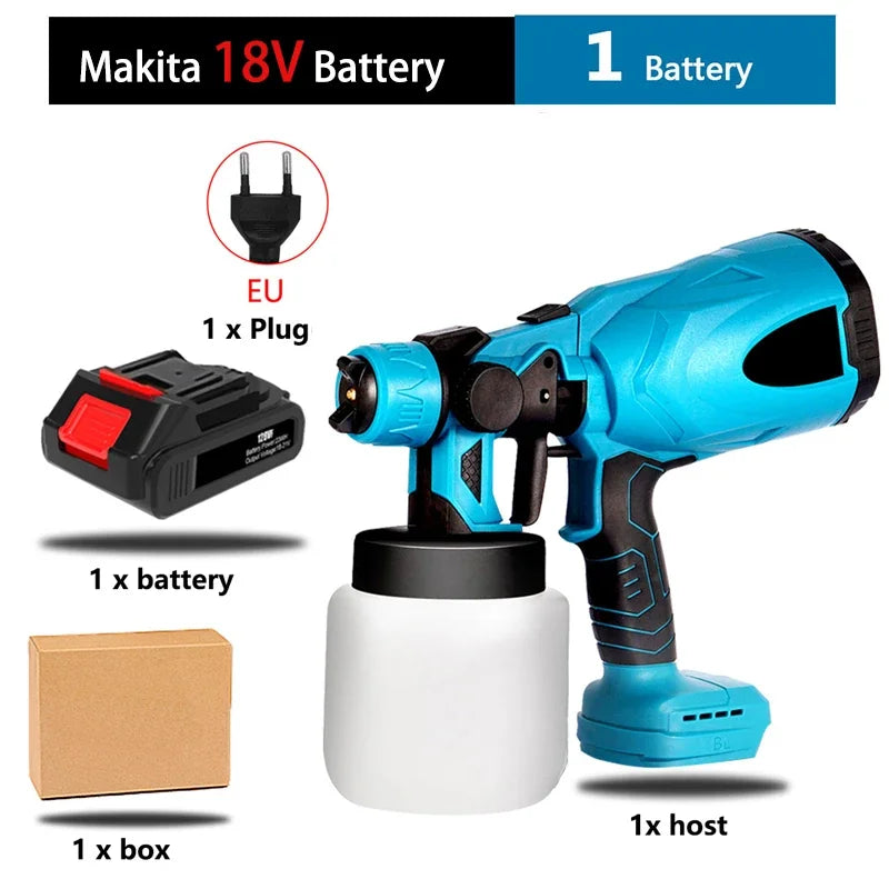 Makita 1000ML elektrinis purškimo pistoletas didelės galios belaidis dažų purkštuvas HVLP automobilių baldų plieno danga airbrush 18V elektrinis įrankis